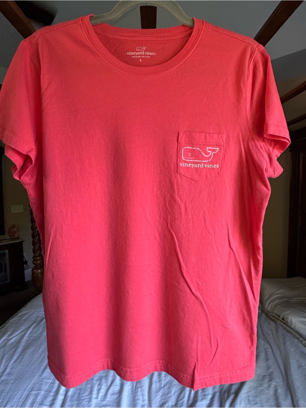 Vineyard Vines Whale Pocket Tee Coral Red Size L